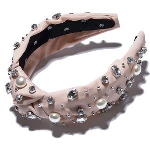 LELE X STONEY CLOVER LANE SPARKLING CIDER NYLON PEARL CRYSTAL KNOTTED HEADBAND